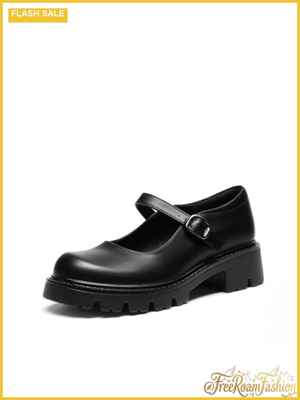 Mary Jane Platform Block Heel Pump Faux Leather Closed Toe Adjustable Buckle